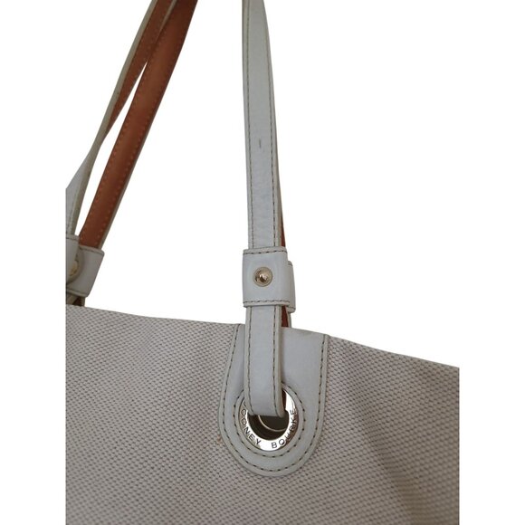 DOONEY & BOURKE Women's Cream Canvas Shopper Tote Bag Leather Handles - Picture 5 of 15